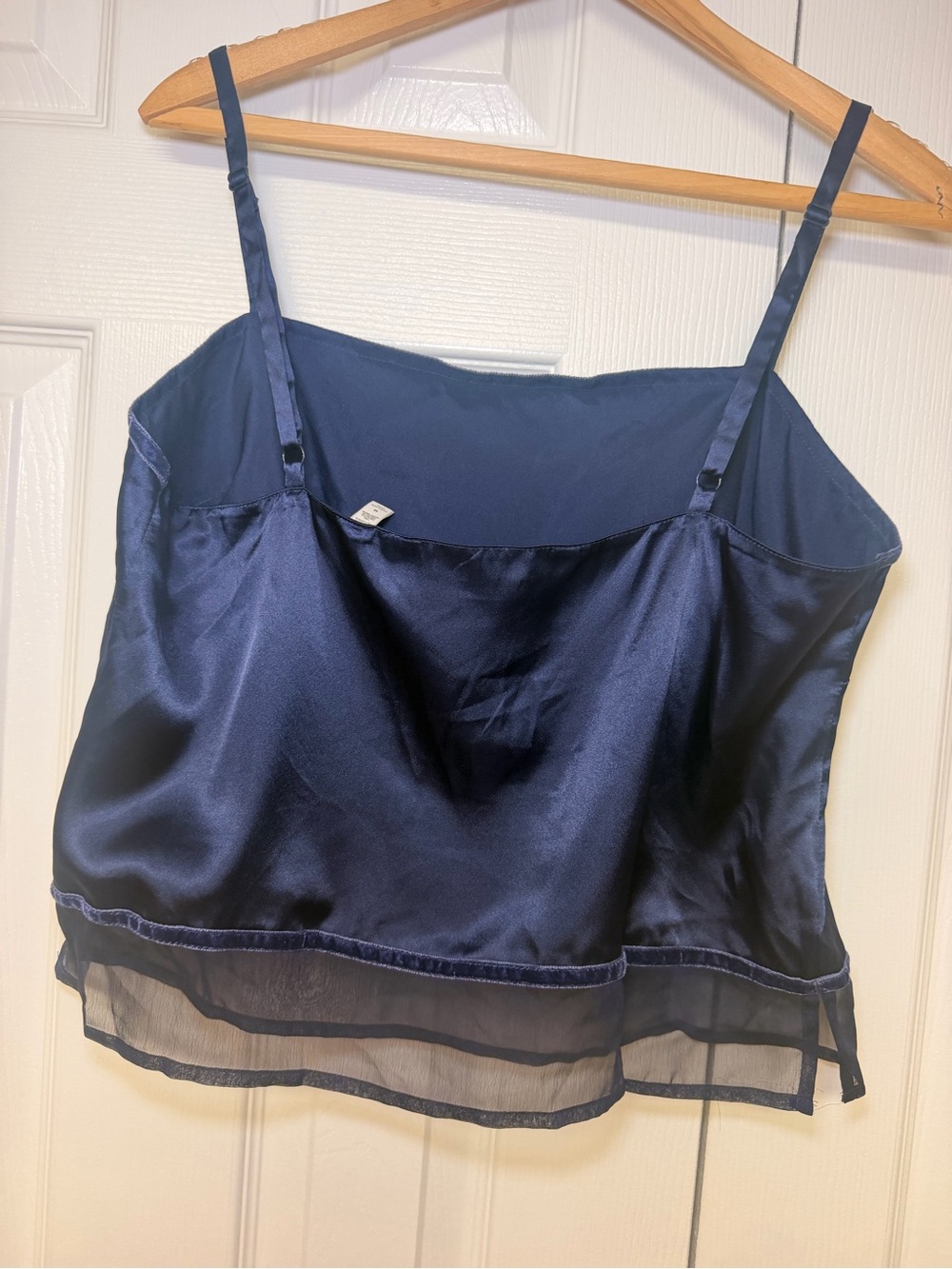 Vintage Victoria’s Secret Satin Mesh Hem Cami Y2K 90s Navy Lingerie Top M Date - Picture 4 of 12